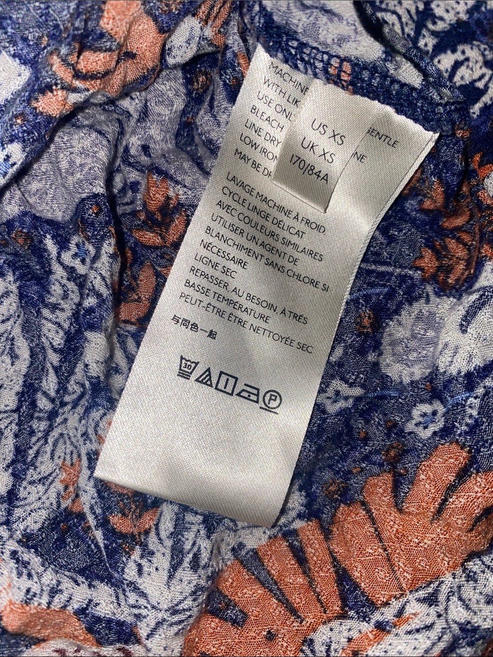 Maeve by Anthropologie Blue and Orange Tropical Print Blouse XS - Picture 8 of 11